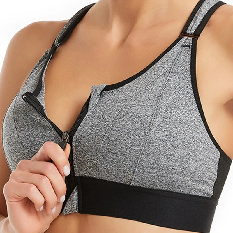 Breast Support Front Zipper Sports Casual or Gym Bra
