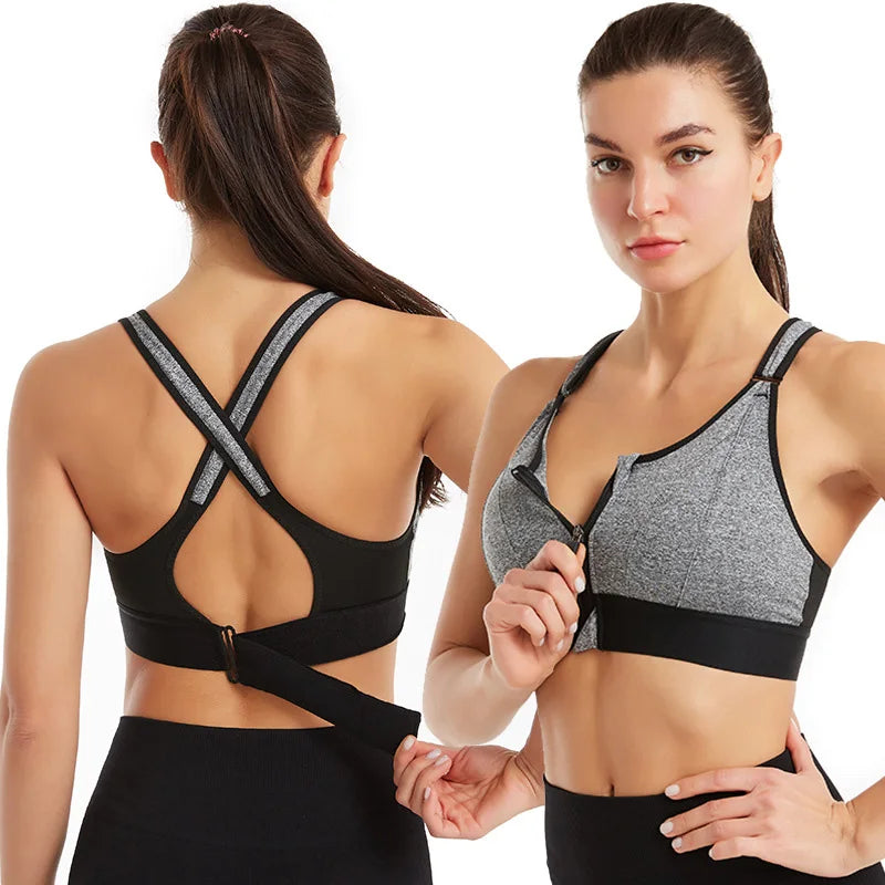 Breast Support Front Zipper Sports Casual or Gym Bra