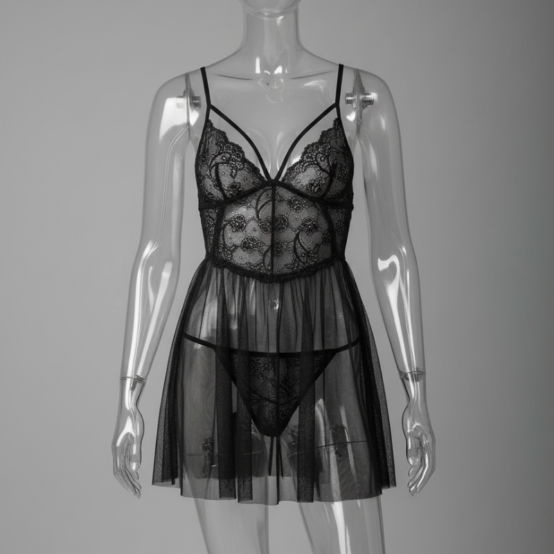 Sheer Lace Babydoll See-Through Nighty