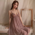 Soft Mauve Lace Mesh Nighty