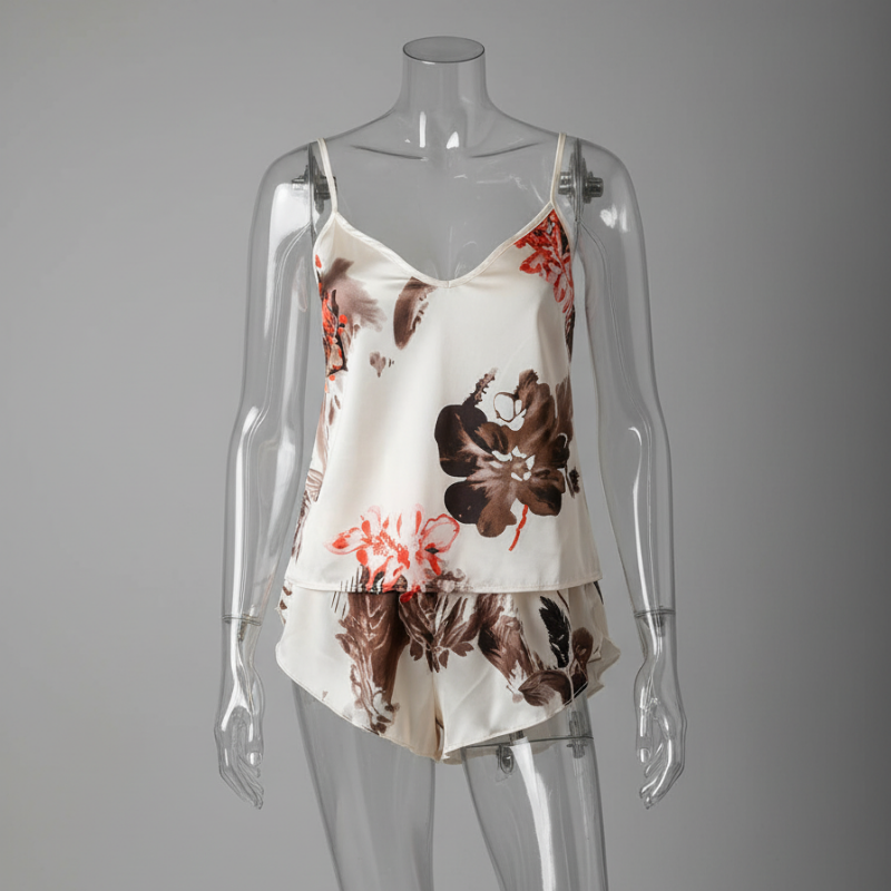 Silky Floral Satin Nightwear
