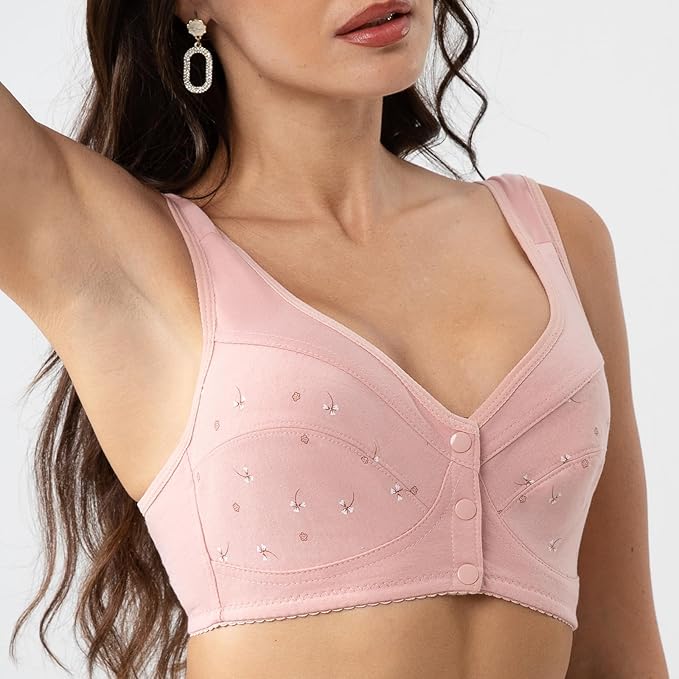 Buy 1 Get 2 FREE: Jersey Cotton Wireless Front-Button Bra!