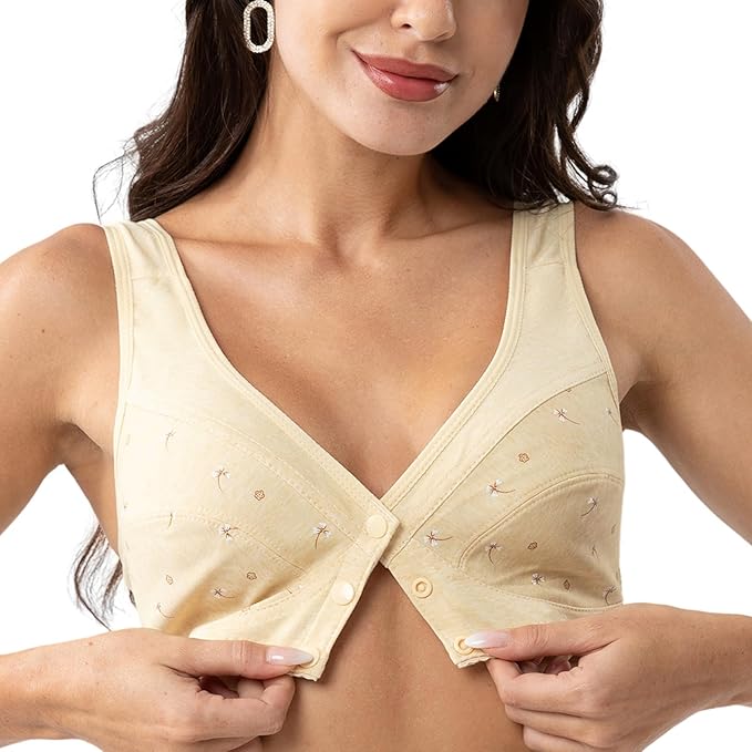 Buy 1 Get 2 FREE: Jersey Cotton Wireless Front-Button Bra!