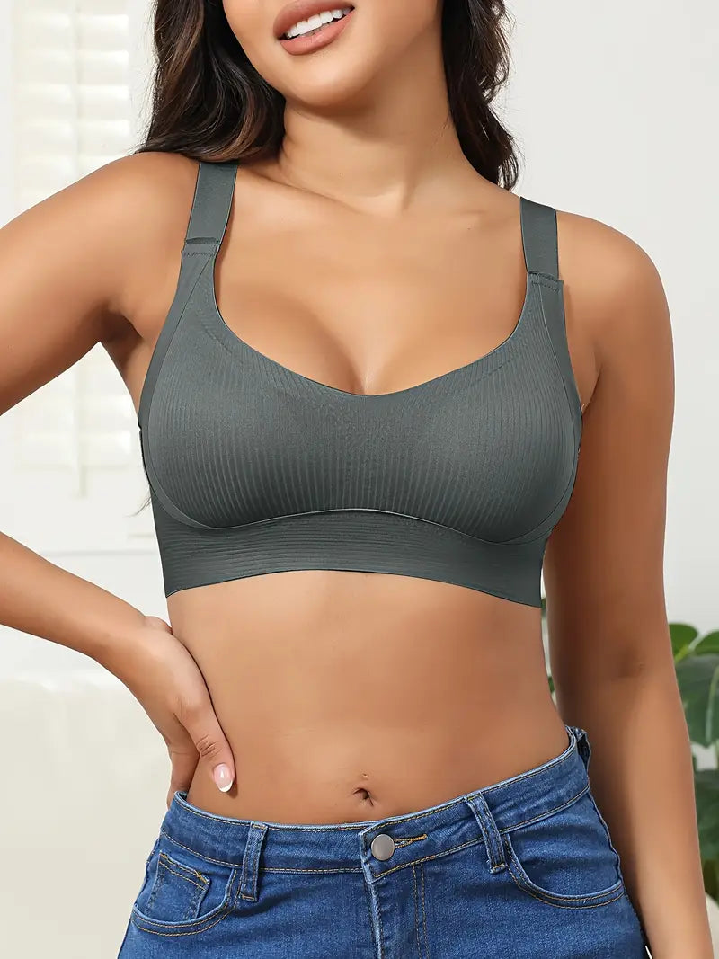 Wireless Seamless Sports Bra – Anti-Sag Full Cup, Breathable Comfort, Underwire-Free with Removable Pads & Backless Design for Yoga, Gym & Everyday Wear